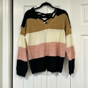 NWT lace back sweater